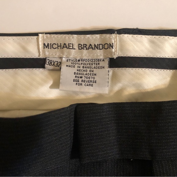 NWOT - Michael Brandon Mens Pinstripe Casual/Dress Trouser Pants Black. - Picture 2 of 5